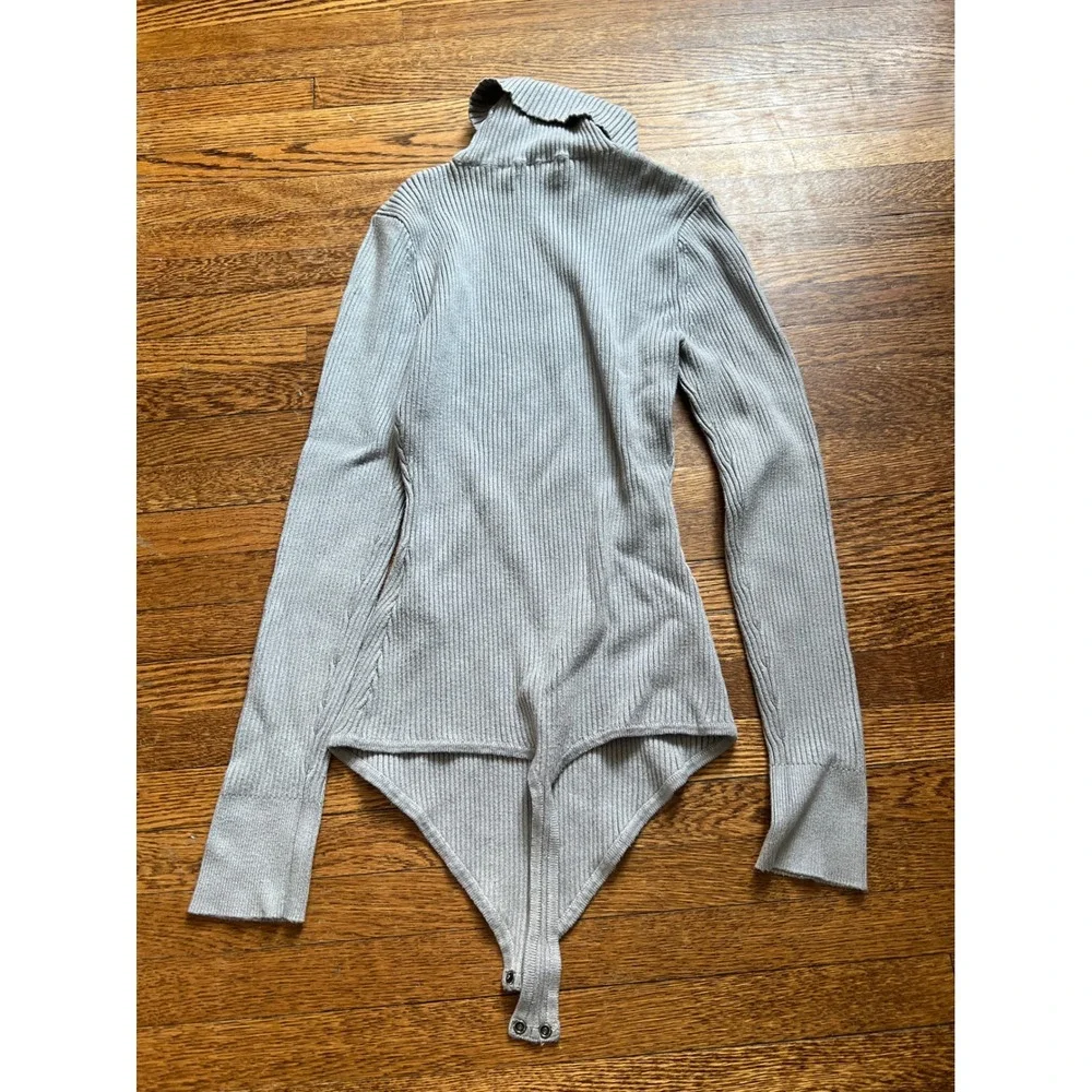 Abercrombie & Fitch Gray Ribbed Turtleneck Long Sleeve Bodysuit Small